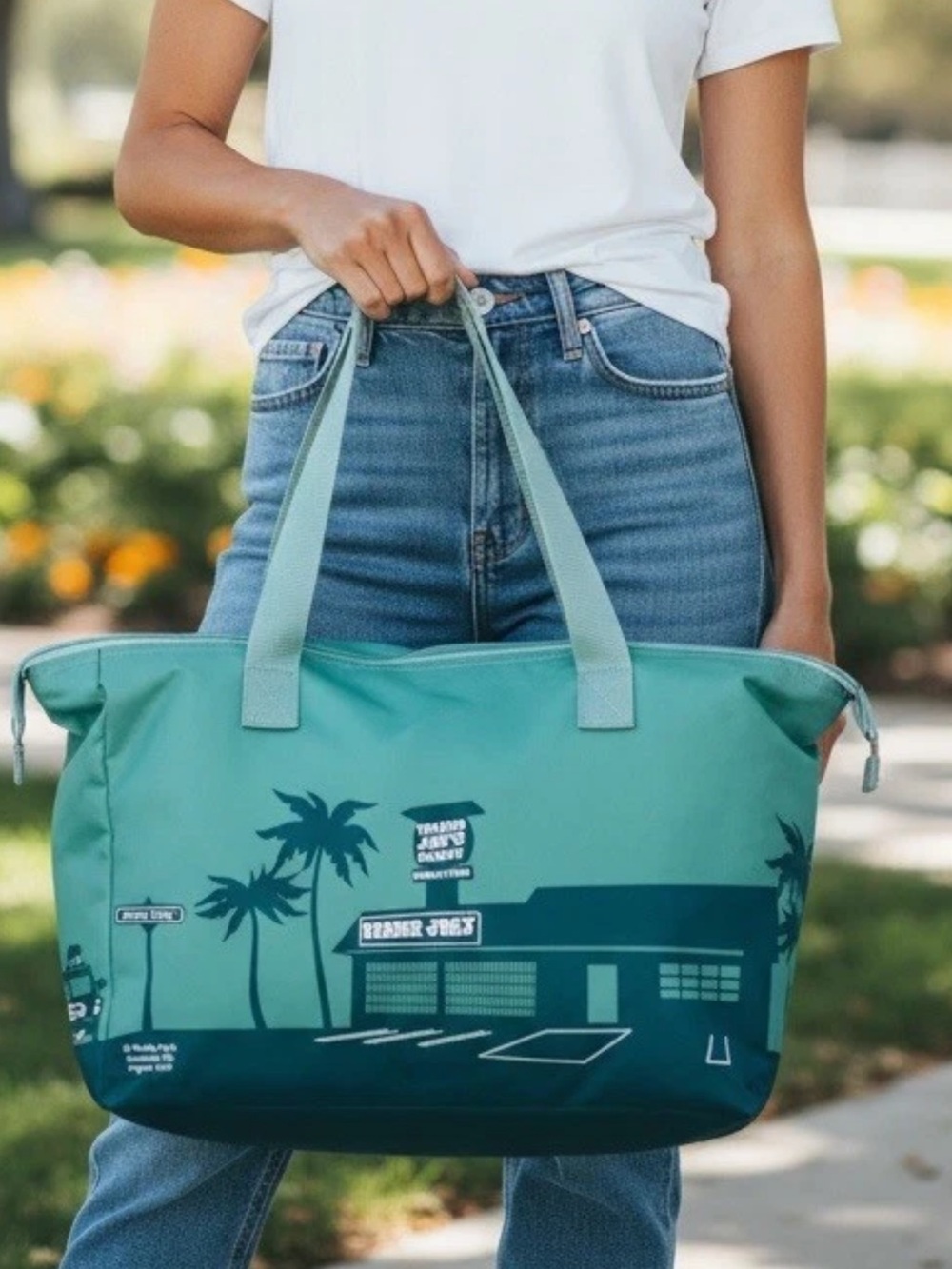 Trader Joe's insulated cooler Tote 8 Gallons Reusable Large  teal